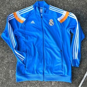 ADIDAS REAL MADRID ANTHEM TRACK JACKET Blue / Orange/White LARGE excellent cond.